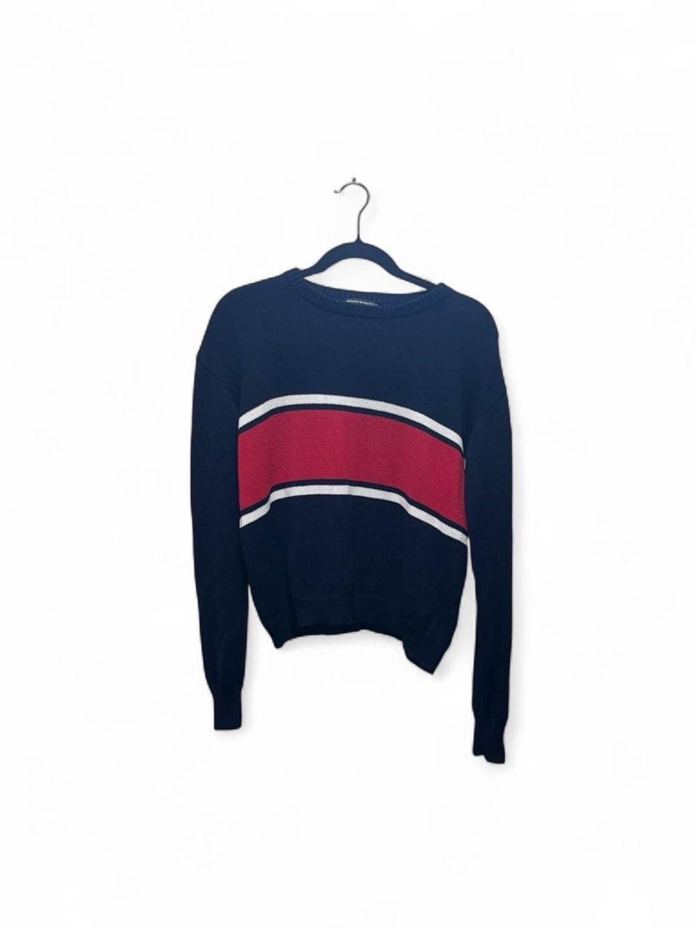 Brandy Melville Navy Sweater with Red and White Stripes